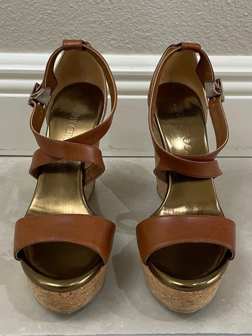Jimmy Choo Portia Wedge Tan 37.5